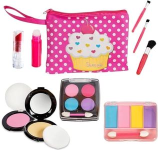 Beverly Hills Kids Pretend Play Makeup Cosmetic Kit with Bright Polka Dotted Cosmetic Bag