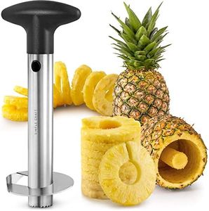 Zulay Kitchen Stainless Steel Pineapple Corer & Slicer – Heavy Duty Pineapple Cutter & Eye Removal Tool – Effortless Core Remover Tool with Sharp Reinforced Blade & Ergonomic Handle - Black