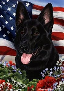 German Shepherd Black - Best of Breed Patriotic Garden Flags