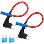 JatilEr Fuse Taps Set 2 Pcs, Fuses Adding a Circuit Adapter Mini, Dual-Slot Fuse Holder with Car Fuse for Car Truck Boats