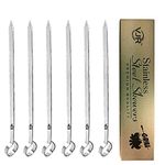 VJR 13" Inch Stainless Steel Flat Patti Skewer (Set of 6) - Grilling, Kebab, Tandoori, Shish Kebab, BBQ Sticks Set