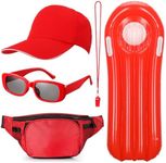 Hestya 5 Pcs Life Guard Costume Accessories Set Hat Fanny Pack Whistle Sunglasses Lifeguard Accessories for Adults Men Women