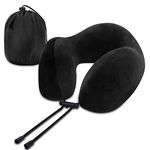 Cloudgree Travel Pillow, Best Memory Foam Neck Pillow Airplane Pillow with Storage Bag Lightweight Traveling Pillow for Sleeping Rest on Airplane, Car, Train and at Office and Home Use (Black)