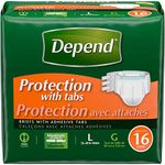 Depend Protection with Tabs Maximum Briefs, Large,16 count ( Pack of 4)