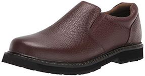 Dr. Scholl's Shoes Men's Winder II Slip Resistant Work Loafer, Brown Tumbled Leather, 10 Wide