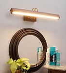 Green House 100% Handmade Sheesham Wood Picture Light/14W Inbuilt LED/Warm White/ 2 Feet Wide/Gold Plated Bands/Brass Moving Set/Brass Rivets/Home/Office Decor