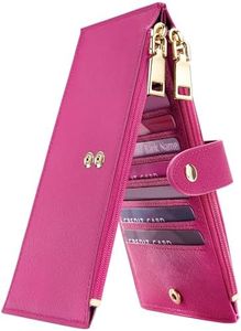 Travelambo RFID Wallet Women Large Size Bifold Multi Card Wallet Case with Zipper Pocke Credit Card Holder for Women