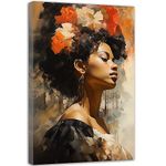 QIXIANG African American Wall Art Abstract Modern Indian Women Portrait Black Women Vintage Poster Prints for Bedroom Office Decor (12.00" x 18.00", A)