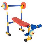 Hey! Play! Kids Weight Bench Set - Toddler Gym for Beginner Exercises and Weightlifting with Leg Press and Barbell - Toys for Ages 3 and Up Medium