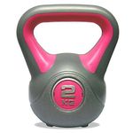 DKN Unisex Adult 2kg Vinyl Kettlebell - Grey/Pink, 2kg