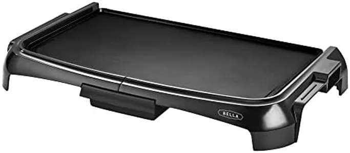 BELLA Electric Griddle with Crumb Tray - Smokeless Indoor Grill, Nonstick Surface, Adjustable Temperature Control Dial & Cool-touch Handles, 10" x 16", Black