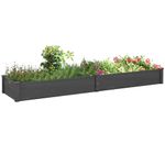 Outsunny 96" x 24" x 10" Wooden Raised Garden Bed with 2 Planter Box and Non-Woven Fabric Liner for Backyard, Patio to Grow Vegetables, Herbs, and Flowers, Grey