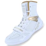 MINGSIBO Boxing Shoes Men's Wrestling Shoes Combat Boxers Trainer Breathable Boxing Martial Arts Shoes Athletic Fitness Shoes Bodybuilding, White Gold Boxing, 6 UK