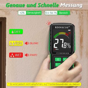 Rechargeable Pinless Moisture Meter – Digital Wood & Wall Damp Tester