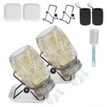 Toowood 2Pack Sprouting Kit,1000ml Sprouting Jar with Mesh Lids and Stands, Microgreens Growing Kit, Broccoli Sprouts Seeds Sprouting Jars with Screen Lids,Blackout Sleeves, Tray