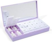 PORT X POLISH Designer Weekly Pill Box Organizer (AM/PM 2X Daily, Lilac) | Compact, Stylish 7-Day Vitamin Supplement Case | Cute Portable Mini Travel Medicine Carrier | BPA-Free Pillbox Caddy