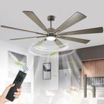 Depuley 72" Large Industrial Ceiling Fan with Lights: Modern Reversible Ceiling Fans with Remote - Big Fans for Living Room Office Farmhouse Garage DC Motor 8 Blades