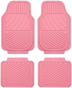 August Auto Heavy Duty Rubber Floor Mats， Durable All Weather Pink Car Mats for Women,Girly，Universal Waterproof Floor Mats for Sedan, SUVs, Truck, Vans Set of 4 (All Pink) (Pink), FC358-PK