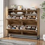 DWVO Shoe Storage Cabinet with 4 Flip Drawers, Narrow Slim Shoe Organizer for 24 Pairs of Shoes, Shoe Rack Cabinet for Entryway, Living Room, Hallway (Rustic Brown)