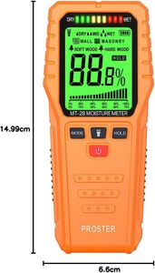Proster Pinless Moisture Meter – Non-Invasive LCD Damp Detector for Wood, Masonry