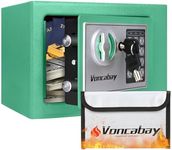 Voncabay Money Safe Box for Home with Sensor Light & Fireproof Security Safe Box for Money Safe with Keys & Pass Code, Lock Box Fireproof Safe with Digital Keypad Green