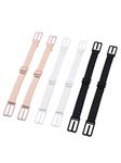 6 Piece Bra Strap Clips Elastic Non-slip Strap Holder, Black, Beige, White