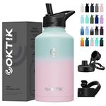 COKTIK 64 oz/Half Gallon Vacuum Insulated Jug, Double Walled Stainless Steel Sports Water Bottle with Reusable 3 Lids for Camping, Gym, Fitness or Office(Bubble Gum)