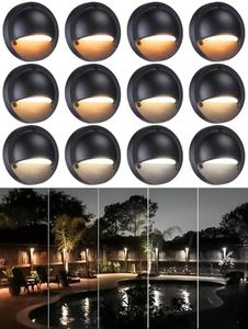 LEONLITE 12-Pack Update 5CCT LED Low Voltage Deck Lights, 180LM 3.74inch Landscape Step Railing Fence Light, 12-24V AC/DC, CRI90, Die-cast Aluminum Housing & Frosted Glass Lens, UL Cord, Black