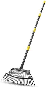 Garden Leaf Rake, 50cm Width 160cm Long Heavy Duty Small Leaf Rake 25 Tines, Adjustable Steel Handle, Garden Leaf Rake Shrub Rake for Lawn ,Yard