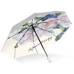 CUBY UV Sun Umbrella Compact Folding Travel Umbrella Auto Open and Close for Windproof, Rainproof & 99.9% UV Protection Parasol with Black Anti-UV Coating