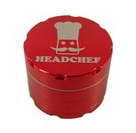 Headchef Razor, 4 Piece Grinder, Metal Herb and Spices Grinder with Sifter Scraper (Red, 40mm)