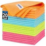 HOMERHYME Microfiber Cleaning Cloth - 20 Pack Cleaning Towels, 12" x 12" Dish Cloths, Lint Free Rag, Non-Abrasive Dusting Cloth, Washable Reusable Wash Cloth Towel for Kitchen Car House Office