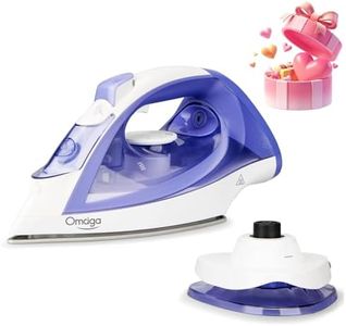 OMAIGA Cordless Iron, 1550W Cordless Iron with Steam, 2-In-1 Cordless/Corded Iron for Clothes with 12.85oz Water Tank, Anti Drip Steam Iron with Ceramic Soleplate and 5 Temperature Settings