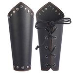 GelConnie Leather Gauntlets Wristband Midevil Arm Bracer Archery Arm Guard Wide Viking Arm Armor Renaissance Wrist Cuffs