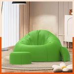 Pi Bean Bags with Beans Filled 4XL Luxura Elite Bean Bag Sofa with Free Cushion and Footrest - Official : ComfyCloud Combo (Matching Color : Regular, Pea-Green)