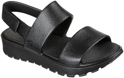 Skechers Womens Foamies Footsteps breezy Feels Sandal, Black, 8