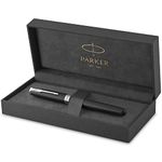 PARKER Sonnet Rollerball Pen, Matte Black Lacquer with Palladium Trim, Fine Point Black Ink (1931523)