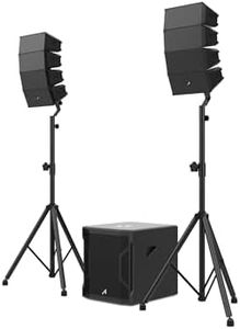 Audibax Seattle 500 - Set di Altoparlanti Stereo per Sistema PA - Line Array Compatto - Sistema a Colonne Attive - Potenza Subwoofer 300W RMS e Altoparlanti 100W+100W RMS - Connessione Bluetooth