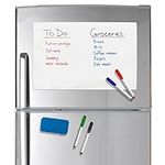 Officeline 17" x 11" Dry Erase Board for Kitchen Fridge with Stain Resistant Technology - Set of 4 Magnetic Markers and Eraser - Magnetic White Board and Organizer for Refrigerator