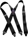 Holdup Ski-Ups Suspenders with USA Patented Black Composite Plastic Gripper Clasps, Black 1 1/2" Xl