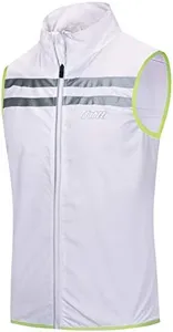 bpbtti Men's Hi-Viz Safety Running Cycling Vest Sleeveless Windbreaker vests ((X-Large - Chest 45-47", White)