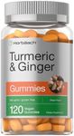 Vegan Turmeric Curcumin Gummies | 120 Count | Plus Ginger | Peach Flavor | Non-GMO & Gluten Free Supplement | by Horbaach