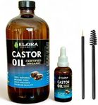 1 LITRE, Organic Castor Oil (50ML-FREE) (GLASS BOTTLE), Cold-Pressed, Hexane Free, Castor oil for Hair Growth, Eyebrows, Eyelashes and Protects Dry Skin, Unrefined.