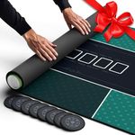 Newverest Poker Table Top 70" x 30" - Ideal Poker Topper for 6ft and 8ft Folding Tables (30" Width), Texas Hold'em Poker Mat for Home Games Casino Nights | Portable with Zipper Storage Bag in Gift Box