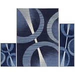 Home Dynamix Area Rug 3 Piece Set (4'11" x6'11,1'8 x4'11,1'8 x2'8), Geometric Navy Blue (Ariana Arcata HD5194-300)