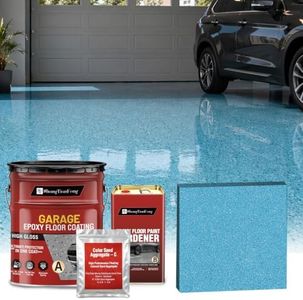 Luxury 3‑Component Epoxy Colored Sand Self‑Leveling Floor Paint, Marble‑Effect, 100% High Solids, 5.5:1 Sand‑Aggregate Ratio, 6H Hardness, 1.5mm Finished Thickness, Cyan Blue, 4 Gallon, 100 Sq.Ft