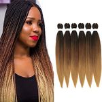 Pre-stretched Braiding Hair 26 inch 6 Packs Professional Kanekalon Synthetic Fiber Itch Free Crochet EZ Braids Yaki Texture Braiding Hair Extensions (1B/30/27)