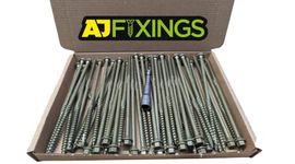 Box 50 - AJFixings Timber Hex Head Exterior Green Decking Frame Fixing Screws (100mm)