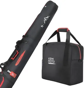 kemimoto Ski Bag and Boot Bag Combo, Snowboard Bag Padded Ski Bags for Air Travel, Snow Ski Bags Fit Skis Up to 200cm, Ski Double bag Combo