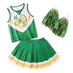 Aepotumn Chrissy Cheerleader Outfit World Book Day Girls Dress Cheerleader Costume with Poms Poms Hawkins Tigers for Kids Teens